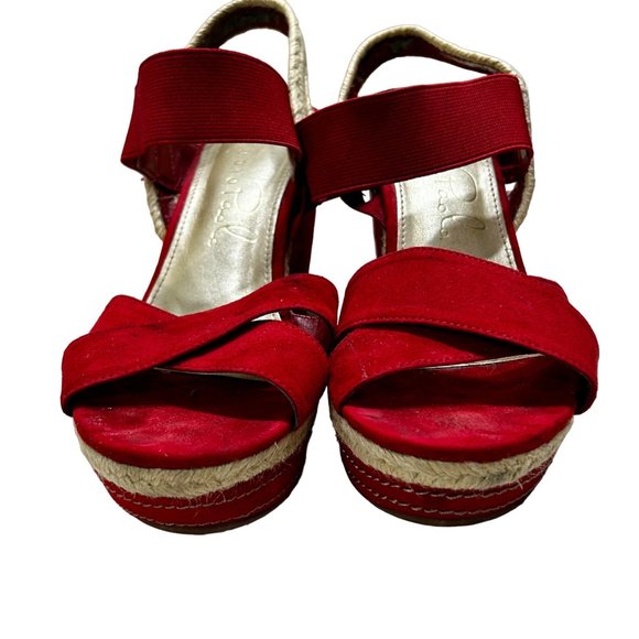 Studio Paolo Red Open Toe Espadrille Wedge Sandals Women's Size 6.5 - Picture 5 of 10